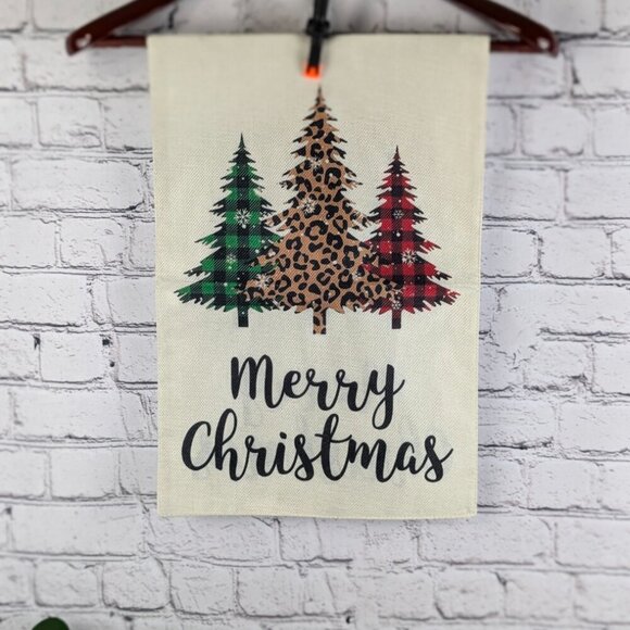 merry christmas three trees garden flag - Picture 2 of 6